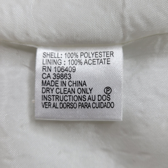 Tahari ASL Dress Size 8P White Blue Floral Sleeveless Box Pleat Pockets Textured - Picture 6 of 9